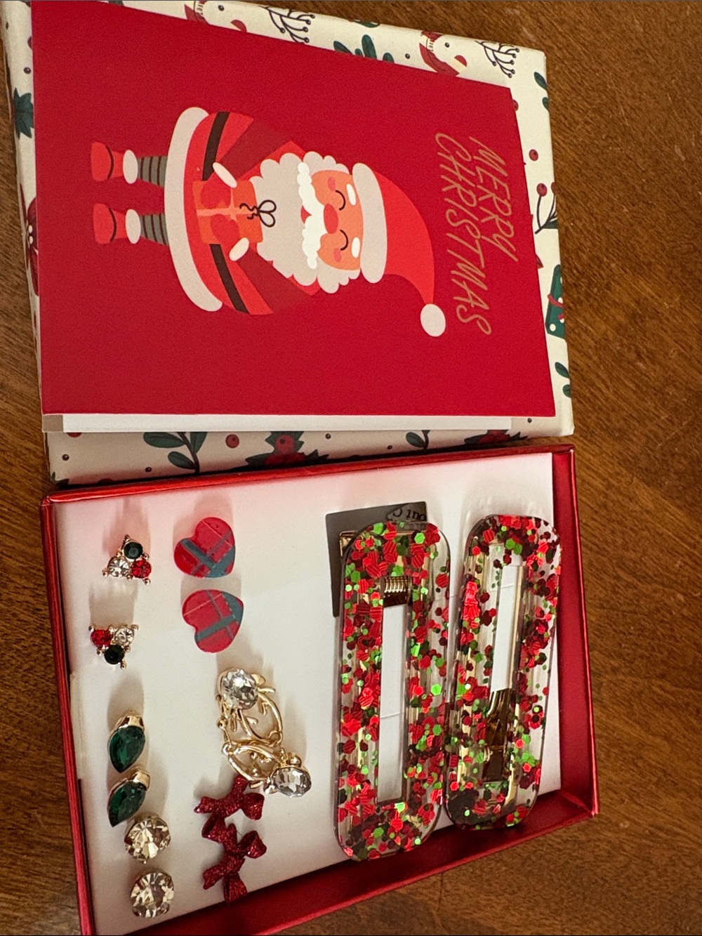 Holiday Red Confetti Hair Clip & Earring Set